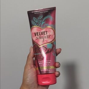 Bath & Body Works Velvet Sugar Body Cream - Pink with Teal & Gold Accents